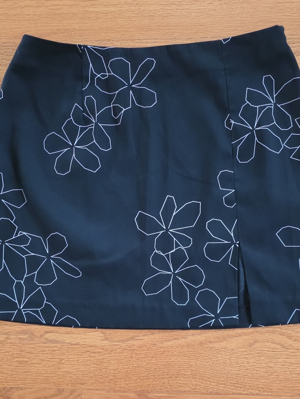 Express Black Mini Skirt with White Floral Outline